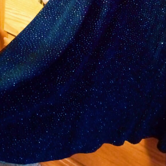 Stunning Nouveau Midnight Blue Sparkly Stretchy Vintage Party Cocktail Dress - Picture 5 of 15